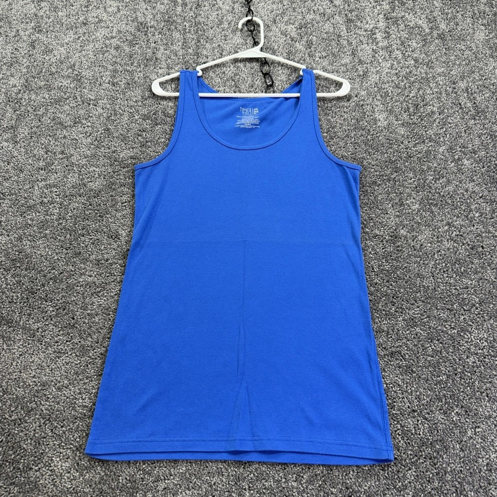 Time And Tru Tank Top Womens 2XL Blue Scoop Neck Tagless Stretch Summer Casual